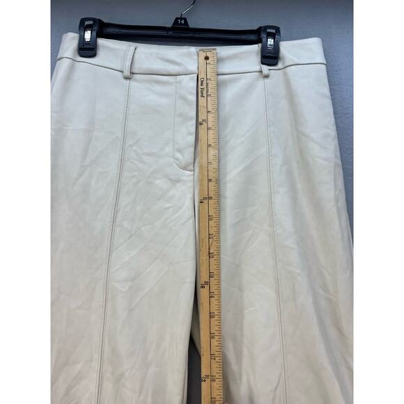 7 For All Mankind Pants Women's Size L Light Beige Faux Leather Wide Leg - Picture 4 of 11
